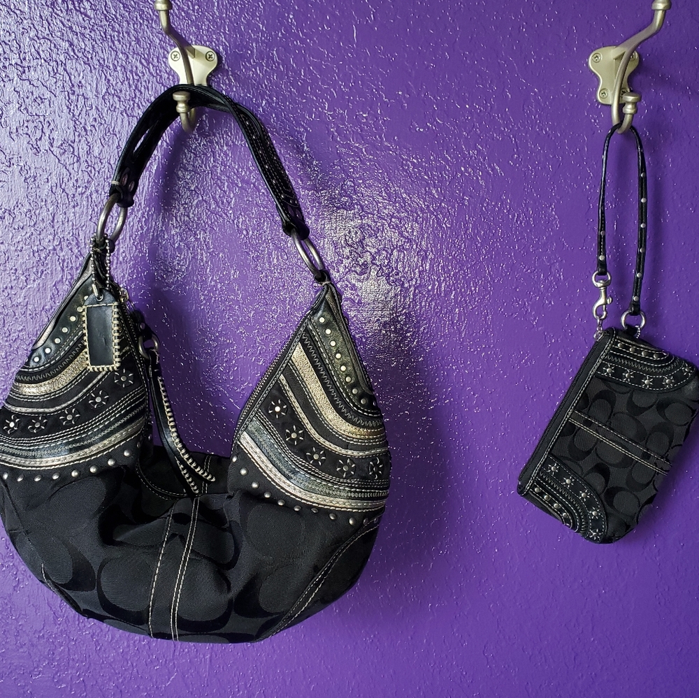 Coach Black Boho Purse & Wristlet